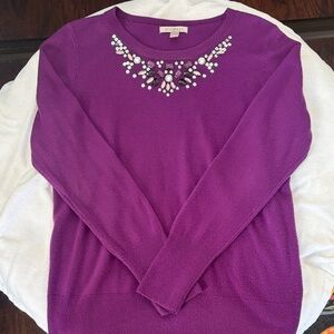 Roz & Ali Amethyst Embellished Sweater